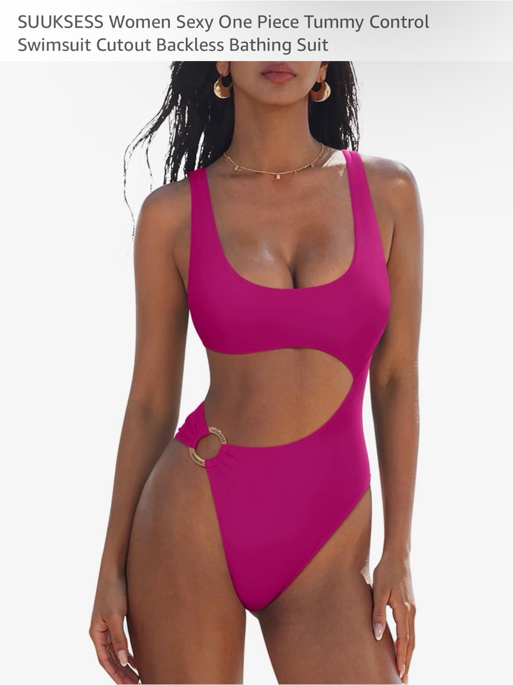Amazon Women’s One-Piece Cutout Swimsuit in hot pink